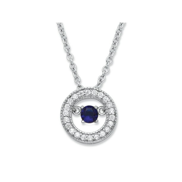 14k White Gold Simulated Birthstone and Cubic Zirconia Slider Halo Pendant Necklace 14k White Gold Simulated Birthstone and Cubic Zirconia Slider Halo Pendant Necklace
